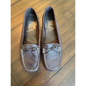 Sole A by Aerosoles Womens Brown Leather Loafers Moccasins Bow 6.5 M 026-2880